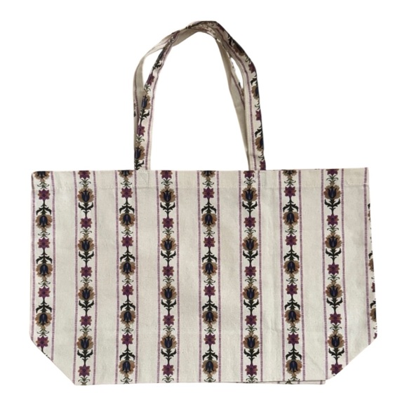Sezane Cream and Purple Patterned Tote Bag - Picture 3 of 3